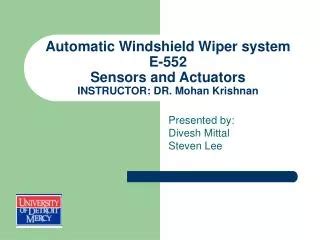 Ppt Automatic Windshield Wiper System Powerpoint Presentation Free