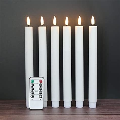 Eywamage White Flameless Led Taper Candles With Remote Timer