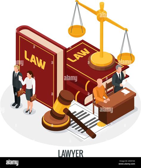 Law Justice Icons Isometric Composition With Small People Characters