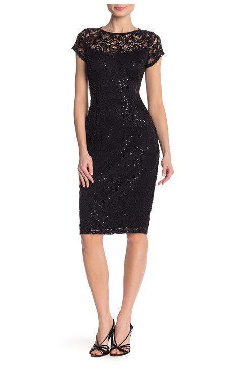 Marina Sequin Lace Cap Sleeve Sheath Dress Nordstromrack