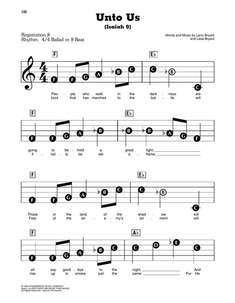 Unto Us Isaiah 9 By Sandi Patty Sheet Music For E Z Play Today At