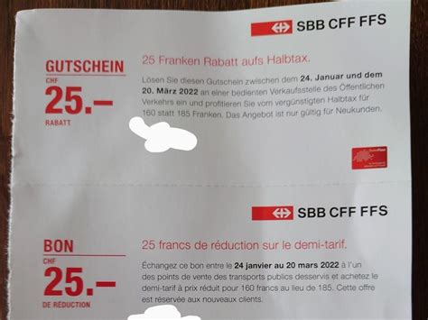 Gutschein Chf Sbb Halbtax Kaufen Auf Ricardo