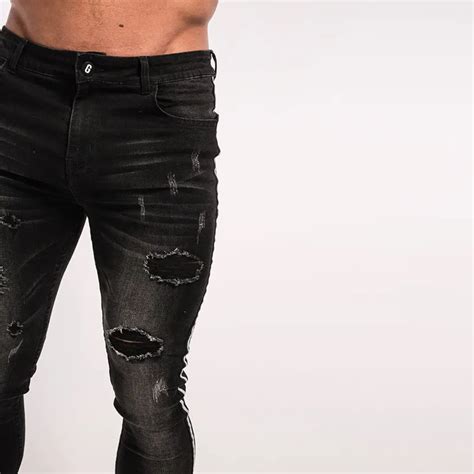 Mejor Precio En A Granel Jeans Déchirés Pour Hommes Hip Hop Super Skinny Hommes Jeans Stretch