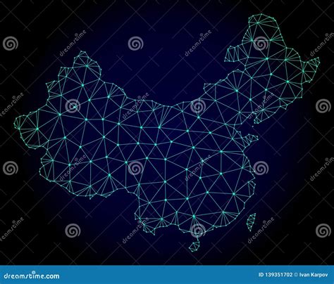 Polygonal 2D Mesh Vector Map Of China Stock Vector Illustration Of