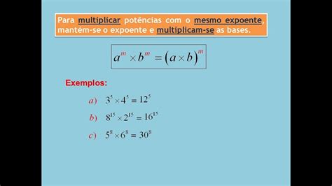 Multiplicação De Potências Com Bases Diferentes E Expoentes Diferentes