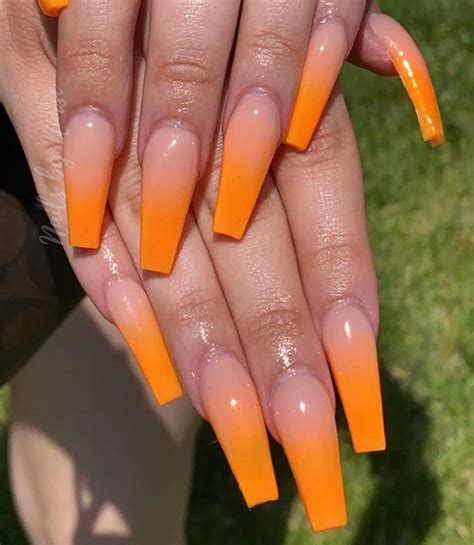 20 Autumn Acrylic Coffin Nails Must Inspire You In 2020 Page 2 Of 3 Ibaz In 2020 Orange