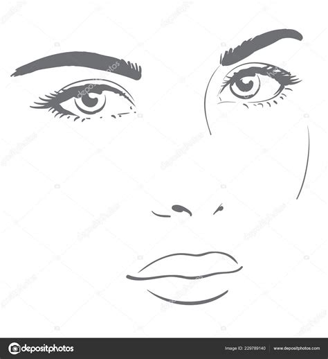 Cara de mujer joven con mirada amistosa Fácil dibujo gráfico Vector de