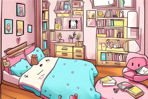 Cute Chibi Anime Style Room Interior · Creative Fabrica