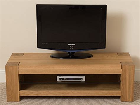 Kuba Chunky Solid Oak Small Wood Glass Small Widescreen Tv Unit X