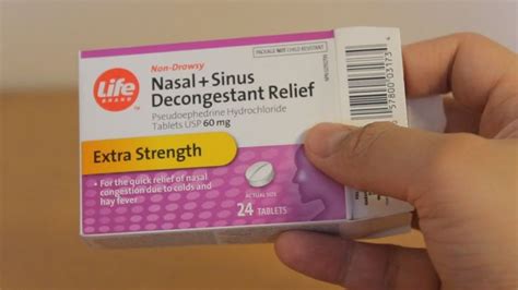 Life Brand Nasal Sinus Decongestant Relief Pseudoephedrine Hydrichlonde Decongestant