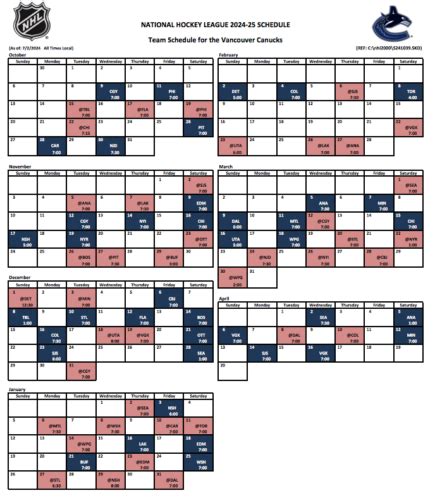 First Look At The Vancouver Canucks Season Schedule Sports