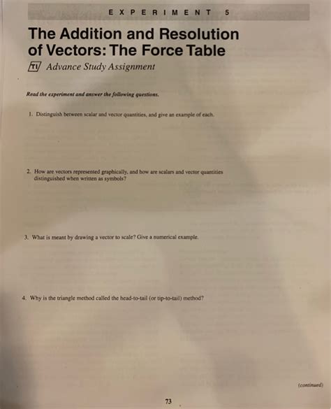 Solved Experiment 5 The Addition And Resolution Of Vectors