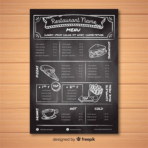 Chalkboard Restaurant Menu Template