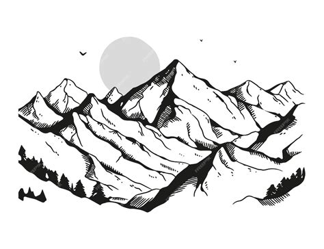 Free Vector Hand Drawn Mountain Outline Illustration