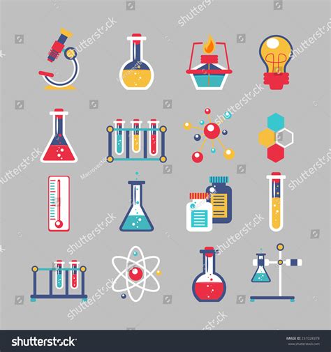 Chemistry Decorative Icons Set Chemical Lab Stock Vector (Royalty Free) 231028378 | Shutterstock