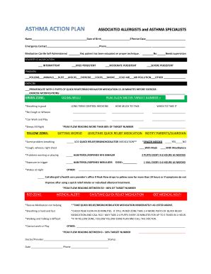 Fillable Online Asthma Action Plan Associated Allergists And Asthma