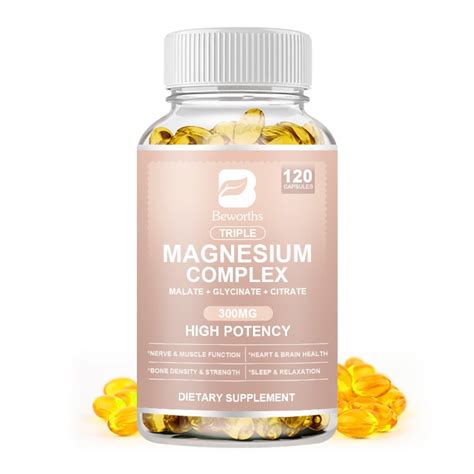 Beworths Triple Magnesium Complex 300mg Of Magnesium Glycinate Malate And Citrate For Muscles