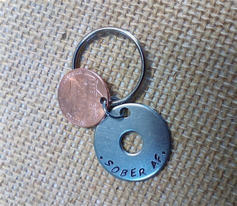 Sobriety Gift Sober Af Key Chain Alcohol Addiction Recovery Etsy