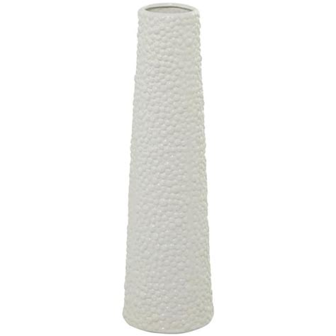 Litton Lane In White Ceramic Decorative Vase With Bubble Texture