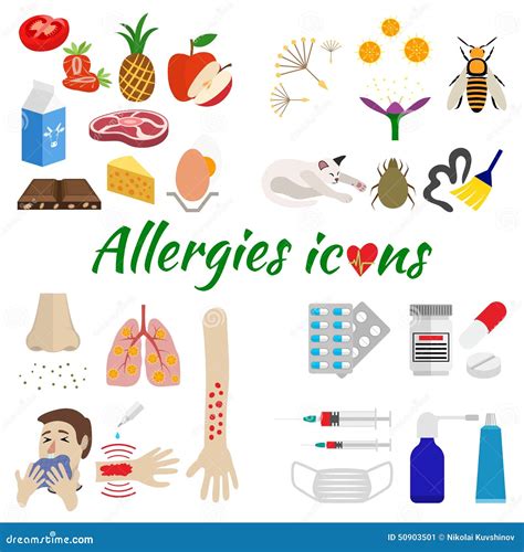 Allergy Icons Set Stock Illustration Image