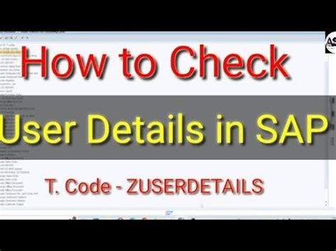 How To Check User Details User Details In Sap User Information In