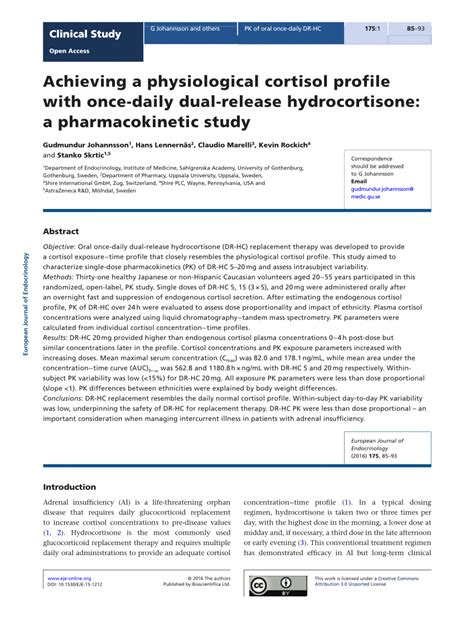 Pdf Achieving A Physiological Cortisol Profile With Once Daily Dual