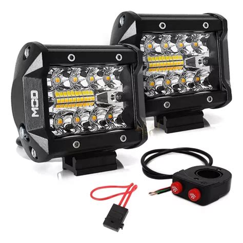 Farol De Neblina Em Led C Strobo Para Moto W Dual Color