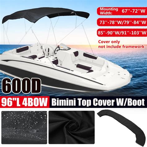 Buy 600d 4 Bow Boat Pontoon Bimini Top Replacement Canvas Cover Wboot No Frame Uv Resistant At