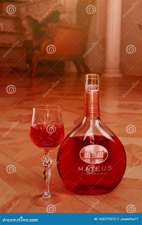 Portuguese Rose Semi Dry Wine Mateus Rose Bottle And Glass Of Wine In