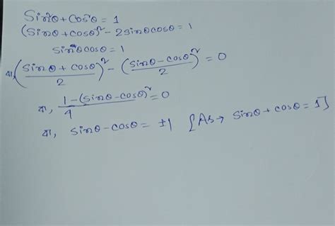 Sin Theta Cos Theta Equal To 1 Prove That Sin Theta Minus Cos Theta