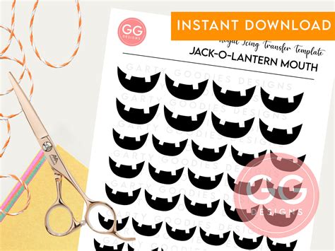 Printable Jack O Lantern Mouth Sheet Halloween Transfers Etsy