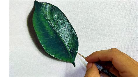 Acrylic Painting In Time Lapse Realistic Leaf Jmlisondra Youtube