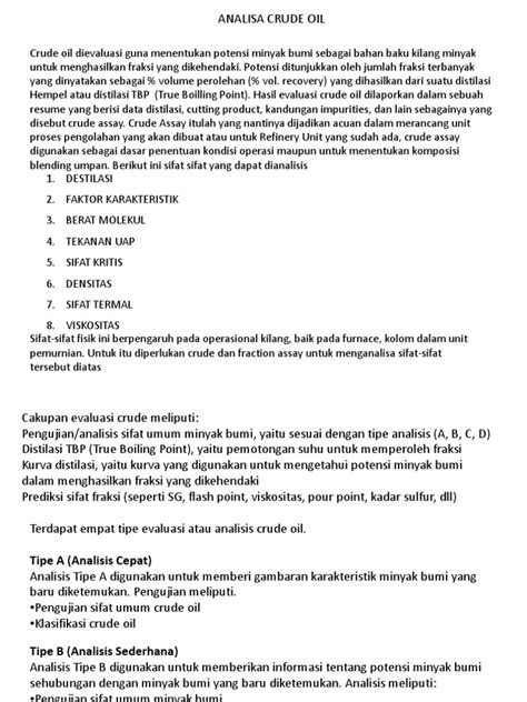 Analisis Crude Assay Pdf