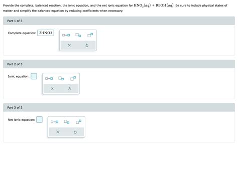 Solved Provide The Complete Balanced Reaction The Ionic Chegg