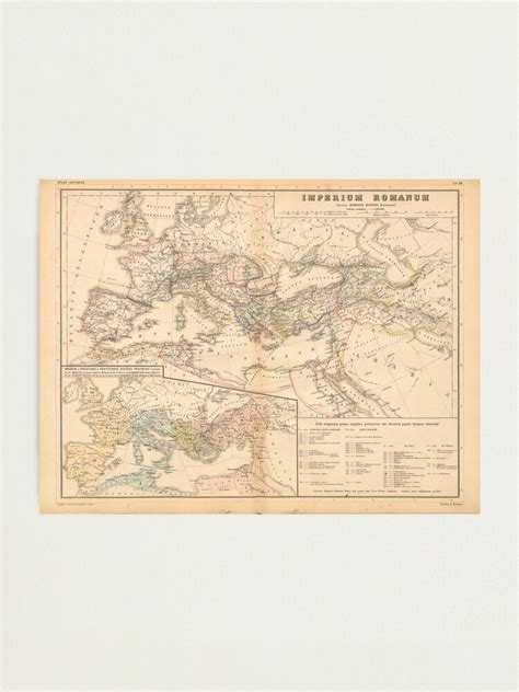 Vintage Map Of The Roman Empire 1870 Imperium Romanum Latin Map