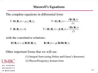 Ppt Maxwells Equations Differential And Integral Forms Powerpoint