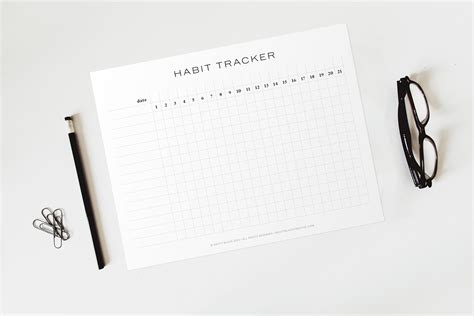 Habit Tracker Printable—21 Day Templates And Themes Creative Market