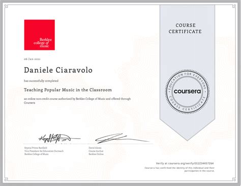 My Berklee Certificate