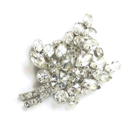 Juliana Crystal Rhinestone Leaf Brooch Domed Vintage Verified Etsy