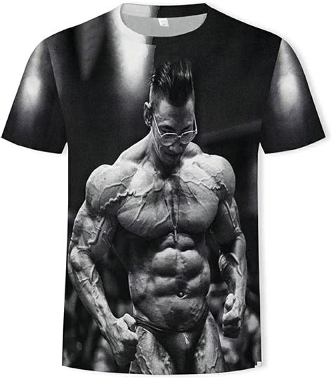 Wanfj 3d Printed Topsmens 3d Funny Printed Chest Hair Muscle Short Sleeve Summer T Shirt