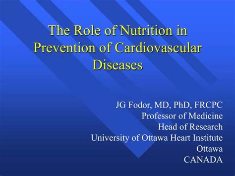 Ppt The Role Of Nutrition In Prevention Of Cardiovascular Diseases