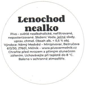 Drink Label Lenochod Nealko Minipivovar Nemy Medved Melnik Czech