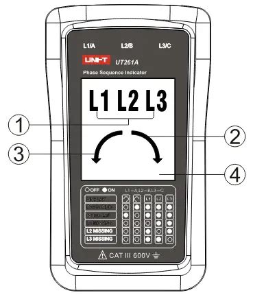UNI-T UT261A Phase Sequence and Motor Rotation Indicator Instruction Manual