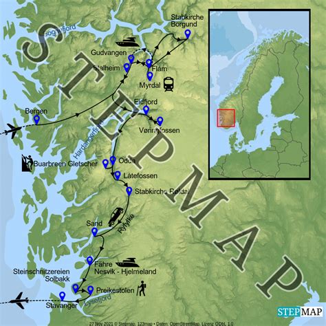 Stepmap Norwegen Landkarte F R Norwegen