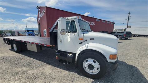 2000 International 4700 24 Ft Flatbed Truck 175hp 4 Speed Allison