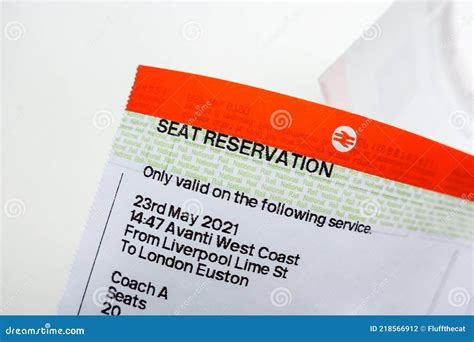 A Close-up Of A National Rail Train Ticket. A Seat Reservation Ticket ...