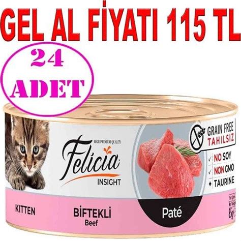 Felicia Tahılsız Yavru Biftekli Kıyılmış Yaş Kedi Maması 85 Gr 24 AD