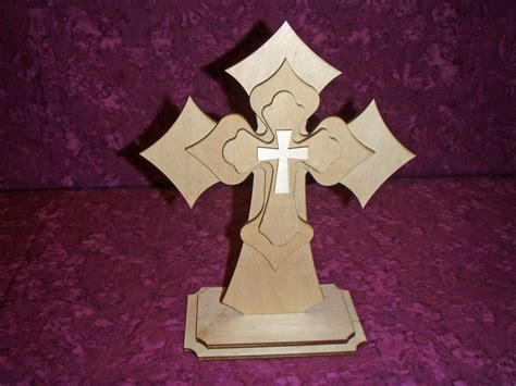 Standing Wood Cross Layered Unfinished Wooden Crosses Stacked