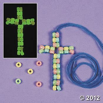 Beaded Glow In The Dark Cross Necklace Craft Kit Makes