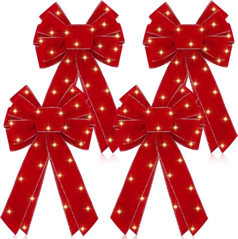 Amazon Riceshoot Sets Christmas Led Wreath Bow Christmas Bows